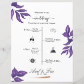 Minimal Classic Elegant Paarse bruiloft programma (Voorkant)