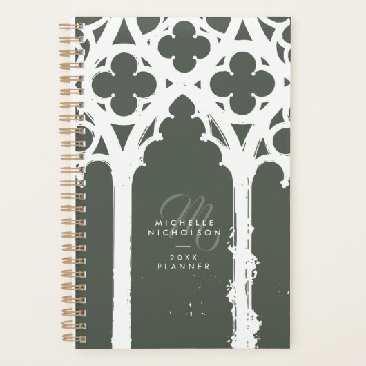 Minimal Classic Gothic Window Typography Olive Planner (Voorkant)