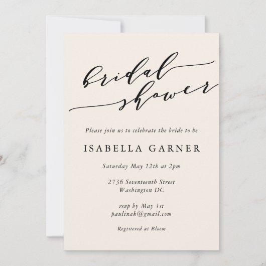 Minimal Classic Ivory Cream Script Vrijgezellenfee Kaart (Voorkant)