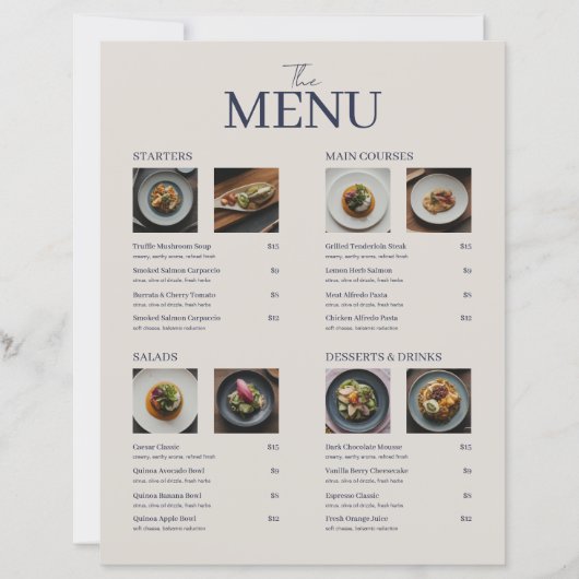 Minimal Classic Restaurant Menu Images QR Code (Voorkant)