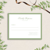 Minimal Classic Sage Green Border Script Wedding RSVP Kaartje