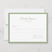 Minimal Classic Sage Green Border Script Wedding  RSVP Kaartje (Voorkant)