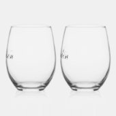 Minimal Classic Script Couple Names Engagement Wijnglas Zonder Voet (Links)