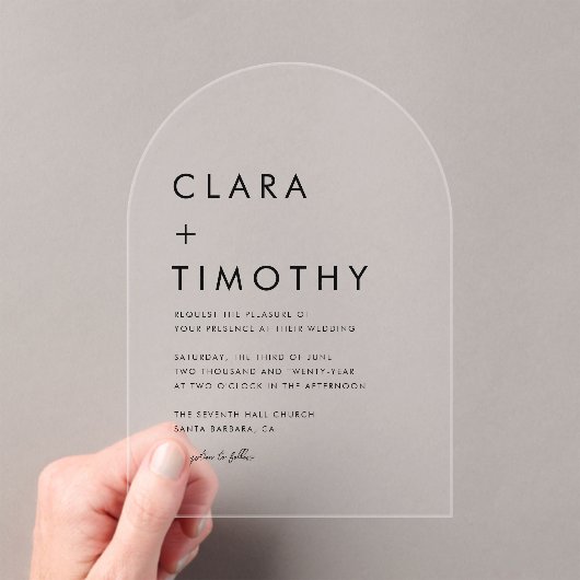 Minimal Classic Script Modern Wedding Invitation Acryl Uitnodigingen (Insitu (Draagbaar))