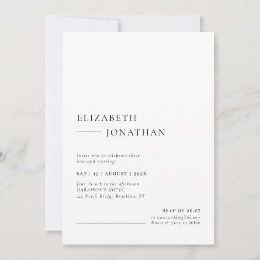 Minimal Classic Wedding Photo Kaart (Voorkant)