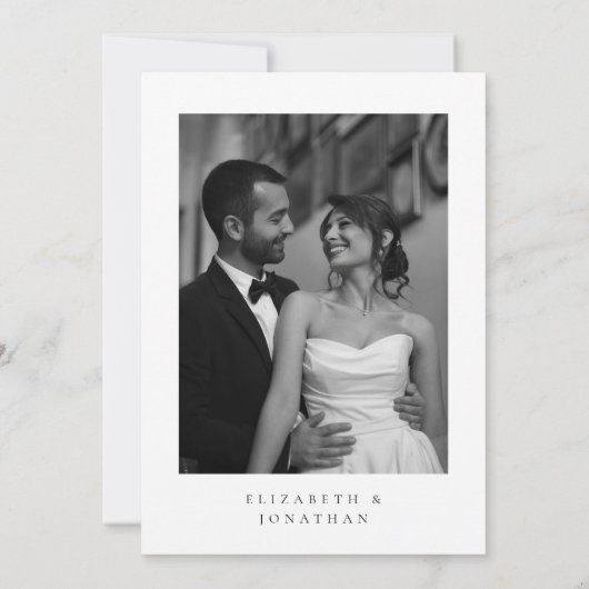 Minimal Classic Wedding Photo Kaart (Achterkant)