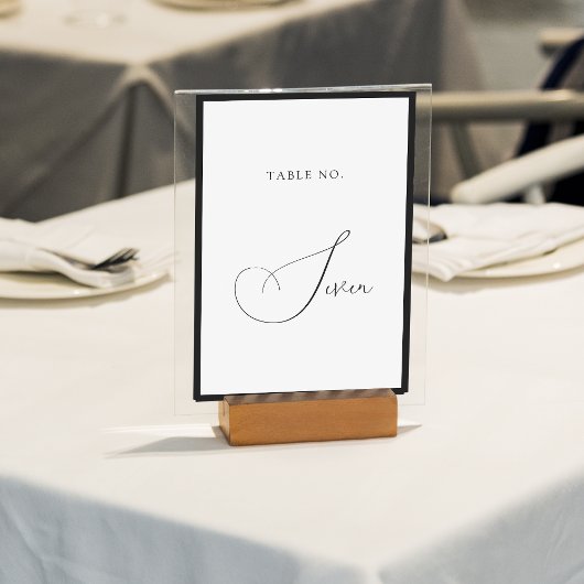 Minimal Classy Black & White Border Script Wedding Kaart