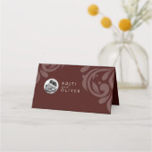 Minimal Classy Chic Burgundy Ivory Photo Wedding Plaatskaartje (Achterkant)