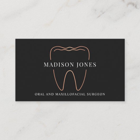 Minimal Classy Roos Gouden Tandarts logo Modern Visitekaartje (Voorkant)