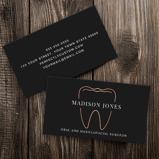 Minimal Classy Roos Gouden Tandarts logo Modern Visitekaartje