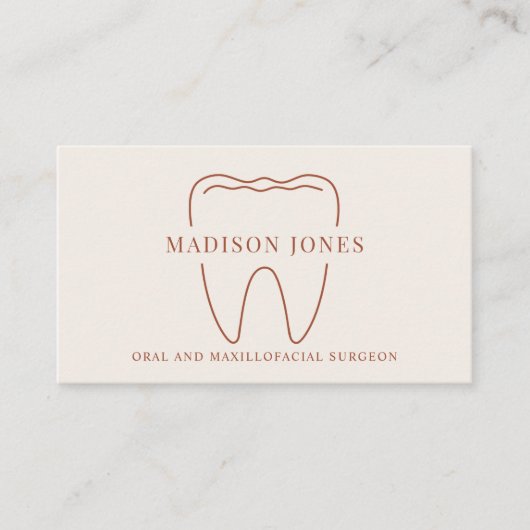 Minimal Classy Terracotta Tandarts logo Modern Visitekaartje (Voorkant)