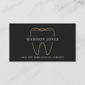 Minimal Classy Zwart en Goud Tandarts logo Modern Visitekaartje (Voorkant)