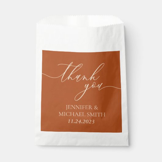 Minimal Clean Beige Script terracotta Thank You Bedankzakje (Voorkant)