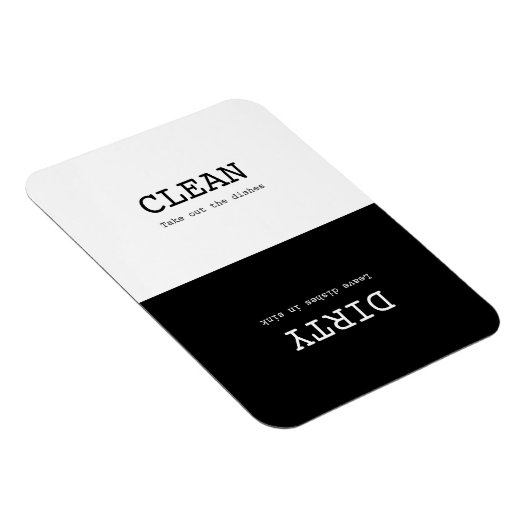 Minimal Clean Dirty Dishes Herinnering Zwart Wit Magneet (Rechterzijde)