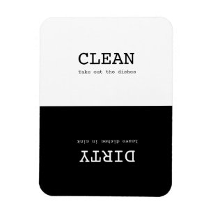 Minimal Clean Dirty Dishes Herinnering Zwart Wit Magneet