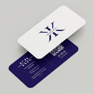 Minimal Clean Professional Monogram K Donkerblauw Visitekaartje