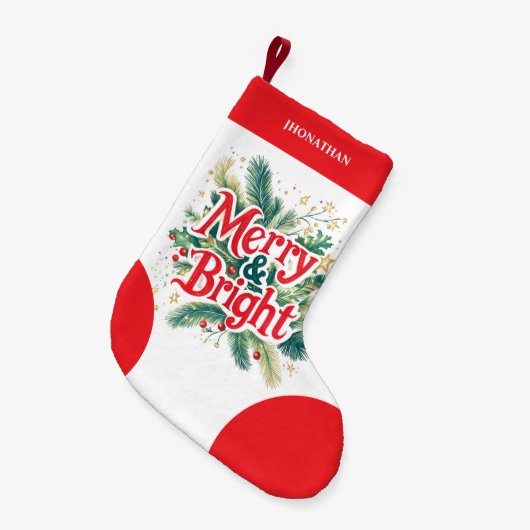 Minimal Clean Simple Xmas Rood Wit Kleine Kerstsok (Voorkant (Hangend))