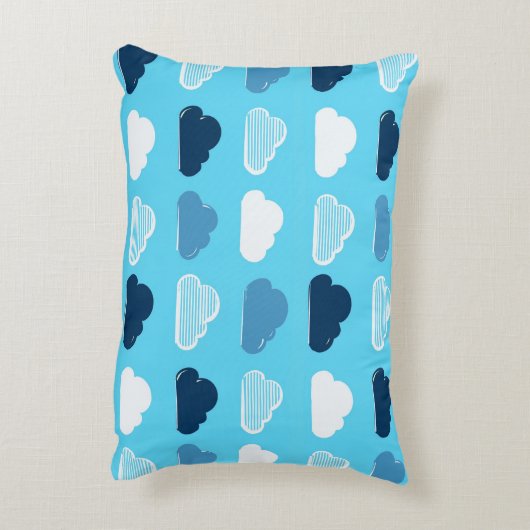 Minimal Clouds Pattern – Blue Sky Vibes Accent Kussen (Achterkant (Verticaal))