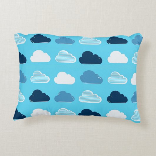 Minimal Clouds Pattern – Blue Sky Vibes Accent Kussen (Achterkant)