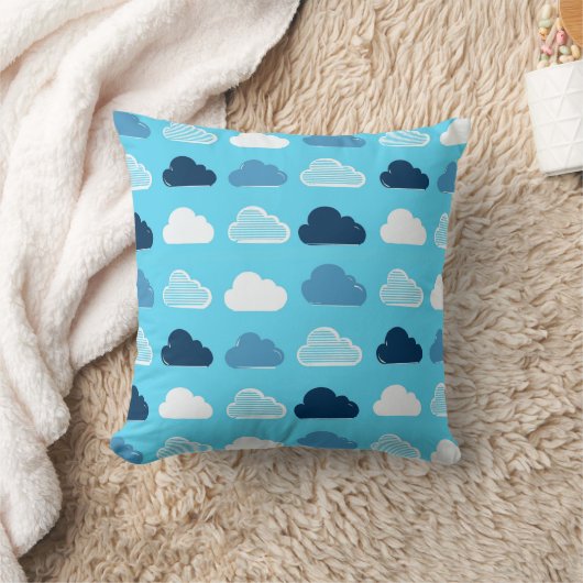 Minimal Clouds Pattern – Blue Sky Vibes Kussen (Deken)