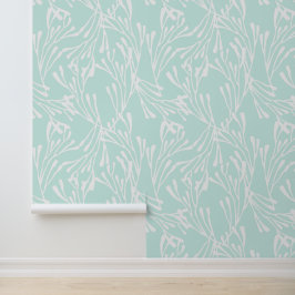 Minimal Coastal Coral in Mint Green Behang
