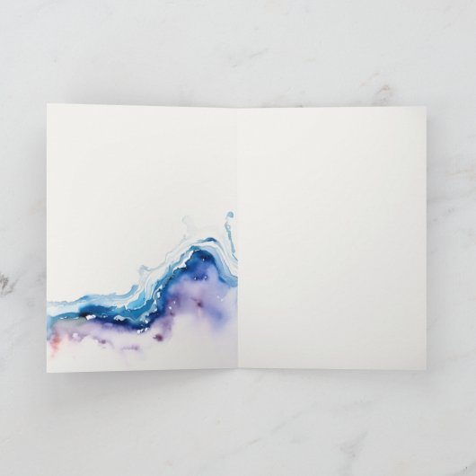 Minimal Coastal Sea Beach Watercolor Wedding Bedankkaart (Binnen)