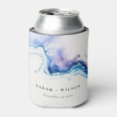 Minimal Coastal Sea Beach Watercolor Wedding Blikjeskoeler (Blikje Voorkant)
