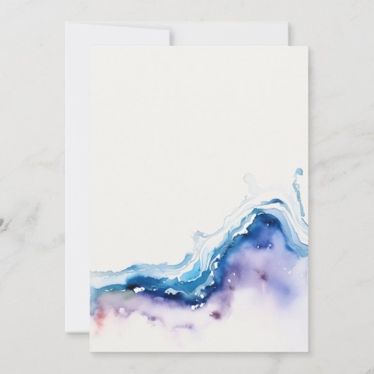 Minimal Coastal Sea Beach Watercolor Wedding Kaart (Achterkant)