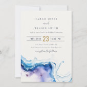 Minimal Coastal Sea Beach Watercolor Wedding Kaart (Voorkant)