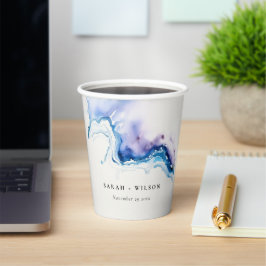 Minimal Coastal Sea Beach Watercolor Wedding Papieren Bekers