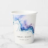 Minimal Coastal Sea Beach Watercolor Wedding Papieren Bekers (Achterkant)