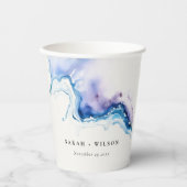 Minimal Coastal Sea Beach Watercolor Wedding Papieren Bekers (Voorkant)