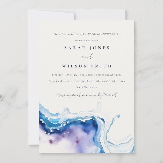 Minimal Coastal Sea Beach Wedding Anniversary  Kaart (Voorkant)