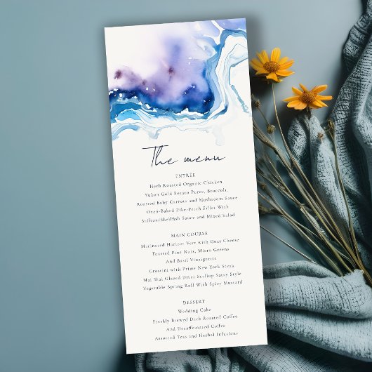Minimal Coastal Sea Beach Wedding Menu Card Kaart