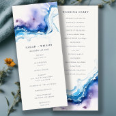 Minimal Coastal Sea Beach Wedding Program Card Kaart