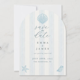 Minimal Coastal Seashell Wedding Save the Date Kaart