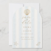 Minimal Coastal Seashell Wedding Save the Date Kaart (Voorkant)