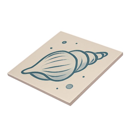 Minimal Conch Shell Coastal Art Tegel Tegeltje (Zijkant)