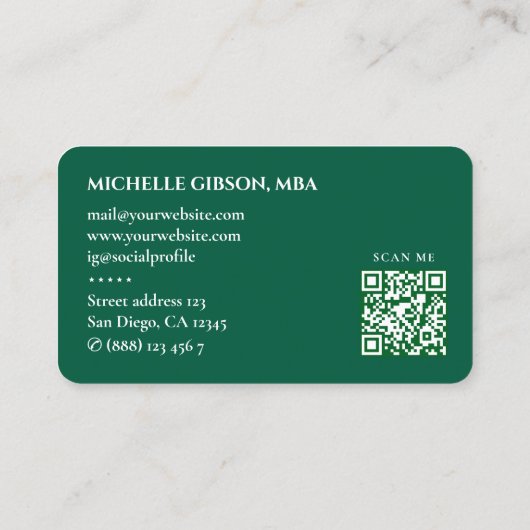 Minimal Consulting Professional Hunter Green Visitekaartje (Achterkant)