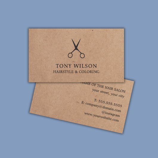 Minimal Cool Kraft Zwart Schaar Hair Stylist Visitekaartje