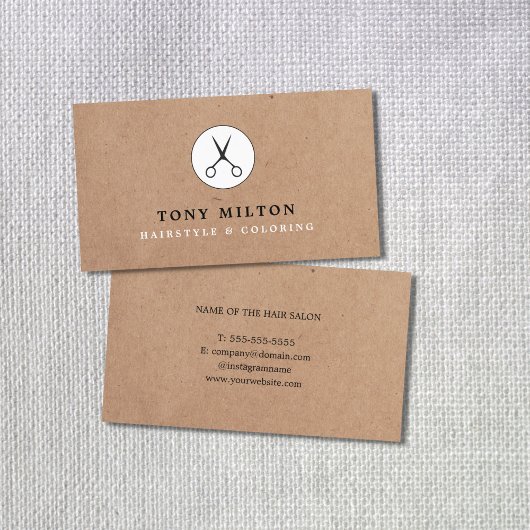 Minimal Cool Kraft Zwart Schaar Hair Stylist Visitekaartje