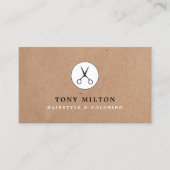 Minimal Cool Kraft Zwart Schaar Hair Stylist Visitekaartje (Voorkant)