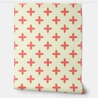 Minimal Coral Cross Floral Wallpaper – Cream Back Behang