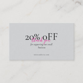 Minimal Coral Pink QR Discount Business Card Visitekaartje