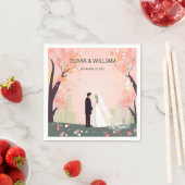 Minimal Couple Cartoon met Flowers Servet (Insitu)