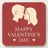 Minimal Couple Silhouette Romantic Valentine Heart Bier Onderzetter (Voorkant)