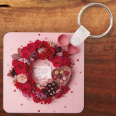 Minimal Couple Silhouette Romantic Valentine Heart Sleutelhanger (Achterkant)