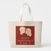 Minimal Couple Silhouette Romantic Valentines Day  Grote Tote Bag (Achterkant)