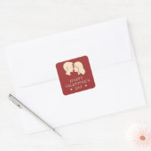 Minimal Couple Silhouette Romantic Valentines Day  Vierkante Sticker (Envelop)