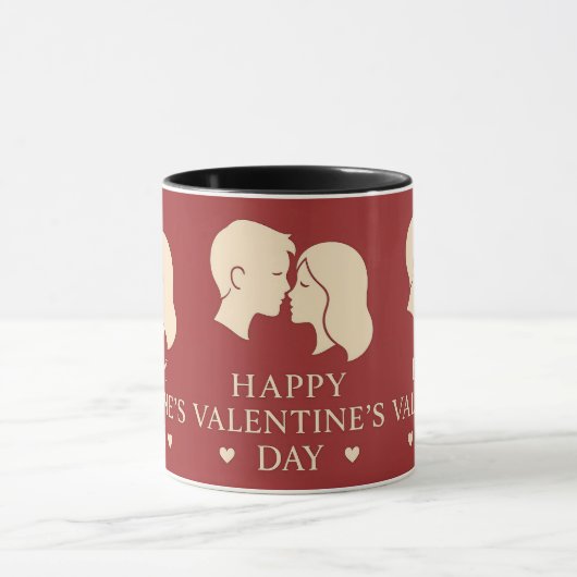 Minimal Couple Silhouette Valentines Romantic Mok (Midden)